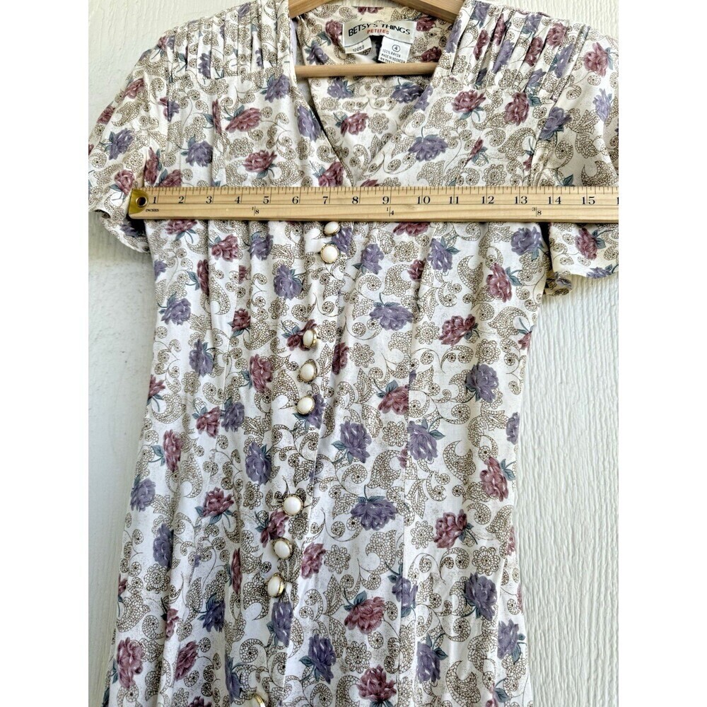 Betsys things petites dress Vintage cottagecore romantic floral short sleeve 4 - Picture 6 of 14